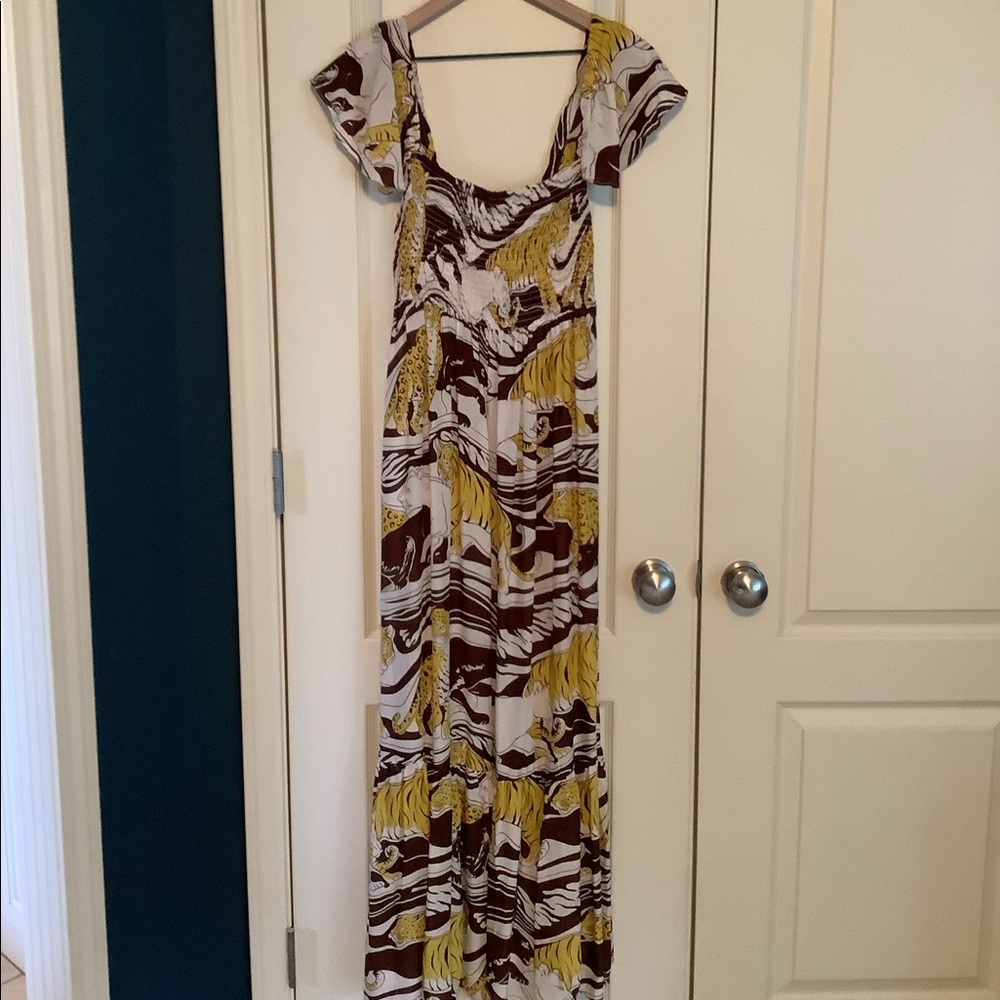 Anthropologie Jungle Cat Ruffled Maxi Dress Small